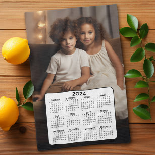 2024-kalender med Photo - Basic Black White Kökshandduk