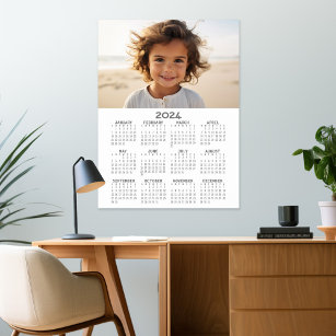 2024 Kalender med Photo Basic Grått White Poster