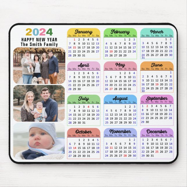 2024 Kalender - minimalistisk foto i 3-familjen Musmatta (Framsidan)