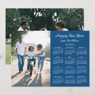 2024 Kalender Modern Blue 2 Photo Gott nytt år Julkort