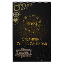 2024 Kalender över Steampunk Astrology Zodiac-teck