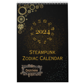 2024 Kalender över Steampunk Astrology Zodiac-teck