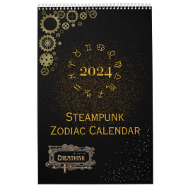 2024 Kalender över Steampunk Astrology Zodiac-teck