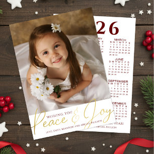 2024 Kalender Peace & JOY Photo Anpassningsbar Fär Julkort