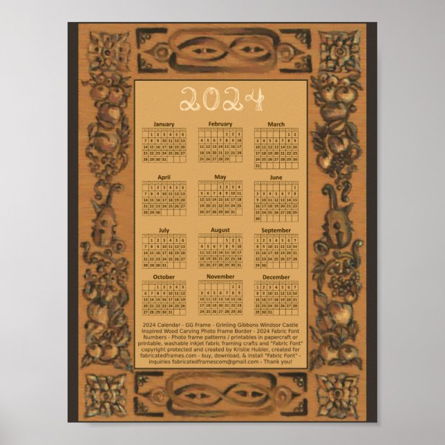 2024 Kalender Windsor Castle Grinling Gibbons Trä Poster (Framsidan)