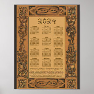 2024 Kalender Windsor Castle Träram Inspirerad Poster