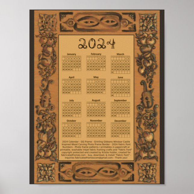 2024 Kalender Windsor Castle Träram Inspirerad Poster (Framsidan)