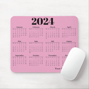 2024 - kalenderbakgrund för rosa musmatta