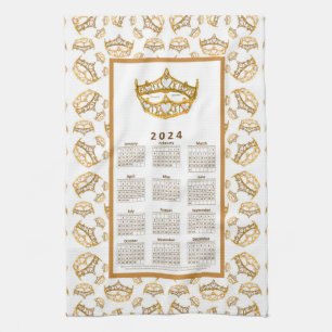 2024 Kalenderdrottning av Hearts Guld Krona Tiaras Kökshandduk