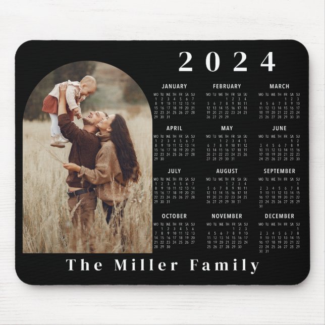 2024 Kalendern boho modern 1 svart minimalistisk b Musmatta (Framsidan)