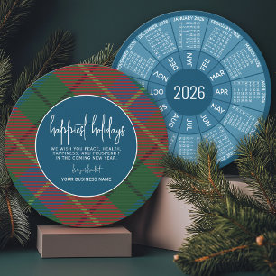 2024 Kalendern Cirkel - grön blå rutig - Gladast Julkort