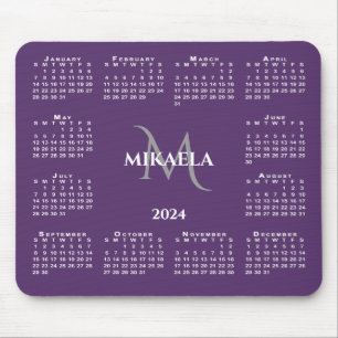 2024 Kalenderns Chic Monogram Namn på Lilan Musmatta