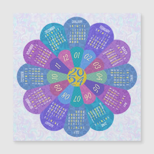 2024 Kalenderns unika Boho Lila Flower Magnet
