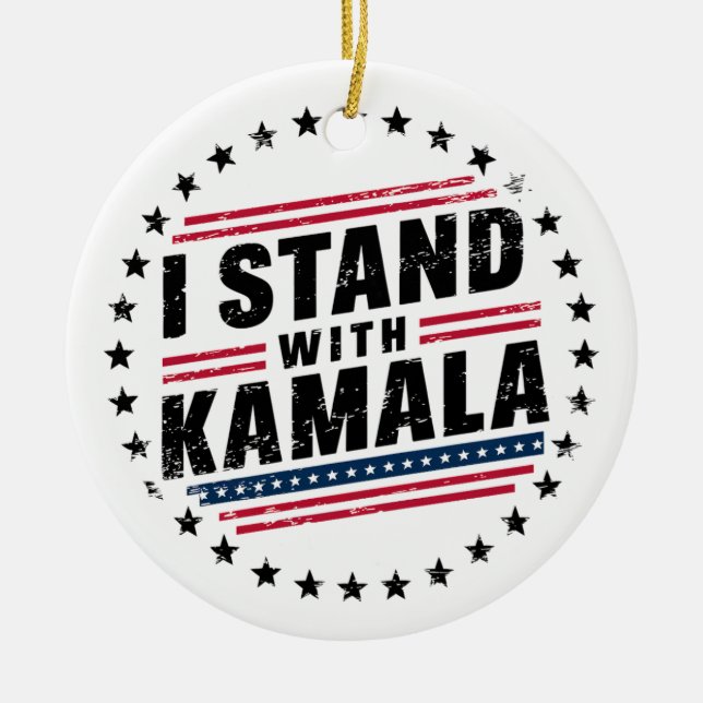 2024 Kamala Harris Fru president USA:s omröstning Julgransprydnad Keramik (Framsidan)