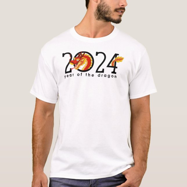 2024 Kinesisk nyårshandling T-Shirt Tecknad 2024 (Framsida)