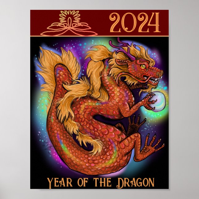 2024 Kinesiskt zodiakår i Dragon Poster (Framsidan)