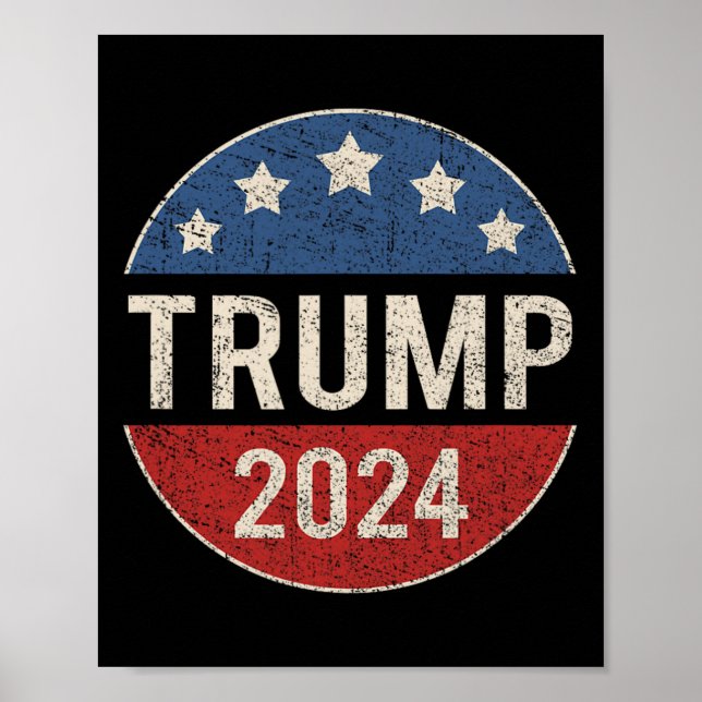 2024 Knappen Retro Kampanj återvalde president Tru Poster (Framsidan)