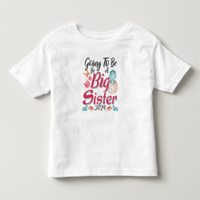 2024 Kommer att bli en stor syster - Dinosaur T Shirt (Framsida)