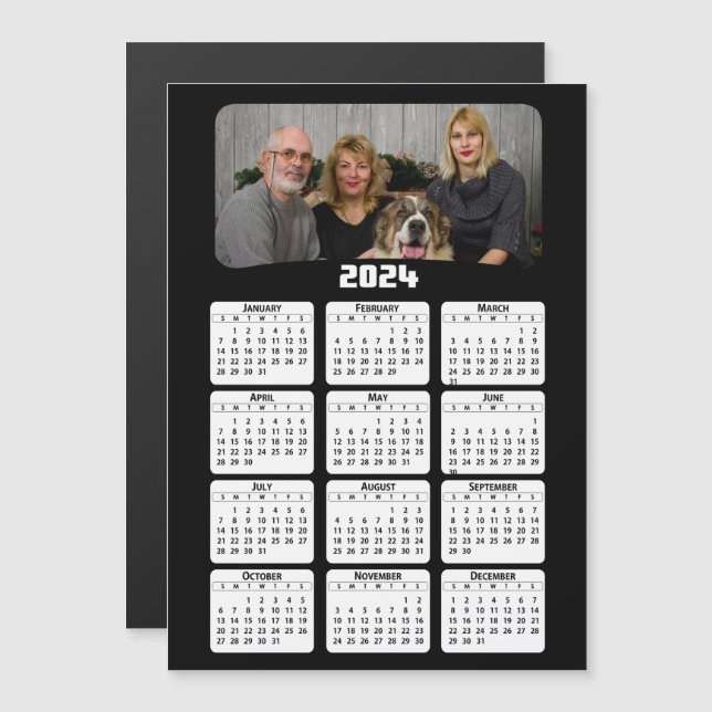 2024 - Lägg till ditt foto - Kalender - svartvitt (Fram/baksida)