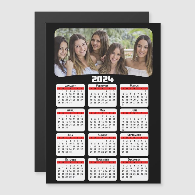 2024 - Lägg till foto - Kalender - röd (Fram/baksida)