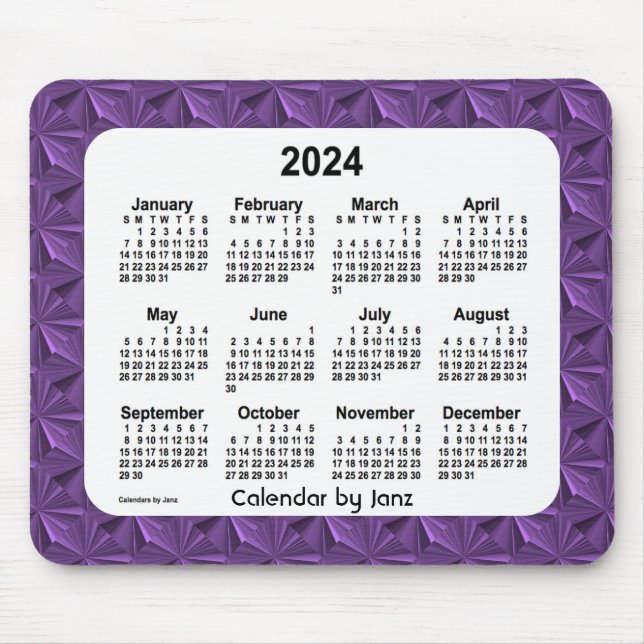 2024 Lila Diamonds Calendar av Janz Mouse Pad Musmatta (Framsidan)