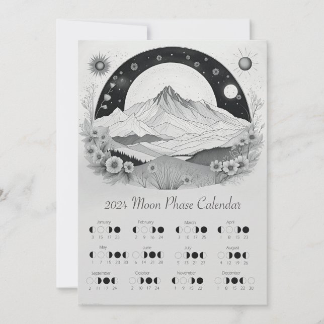 2024 Lunar Phase Måne Cycle Southern Hemisphere Inbjudningar (Framsida)