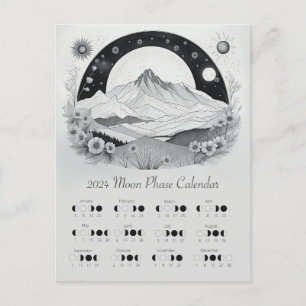 2024 Lunar Phase Måne Cycle Southern Hemisphere Vykort