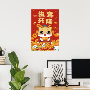 2024 Lycklig Kinesiskt nyår Poster