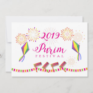 2024 Lycklig Purim Carnival Kids Party Julkort