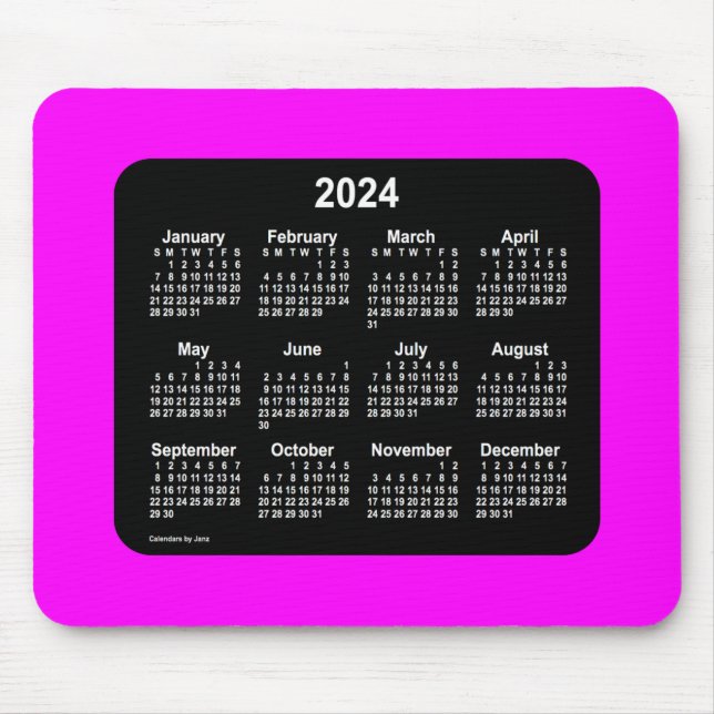 2024 Magenta Neon Two Tone Calendar från Janz Musmatta (Framsidan)