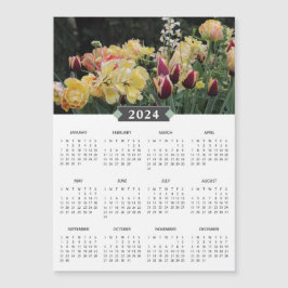 2024 Magnet för Blomsterträdgård av kalenderGult
