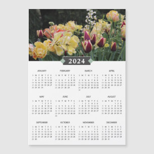 2024 Magnet för Blomsterträdgård av kalenderGult