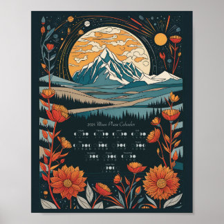 2024 Måne Cycle Lunar Calendar Southern Hemisphere Poster