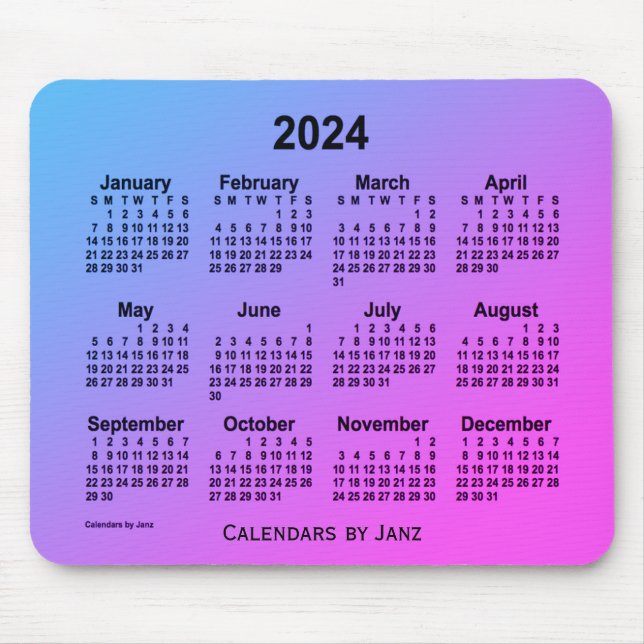 2024 Miami Grått Calendar av Janz Mouse Pad Musmatta (Framsidan)