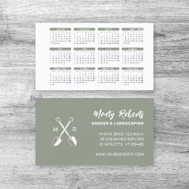 2024 Minimalistisk Dusky Grönt Pocket-kalender | Visitkort