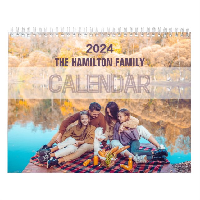 2024 Modern Anpassningsbar-familjfoto Skapar din e Kalender (Omslag)