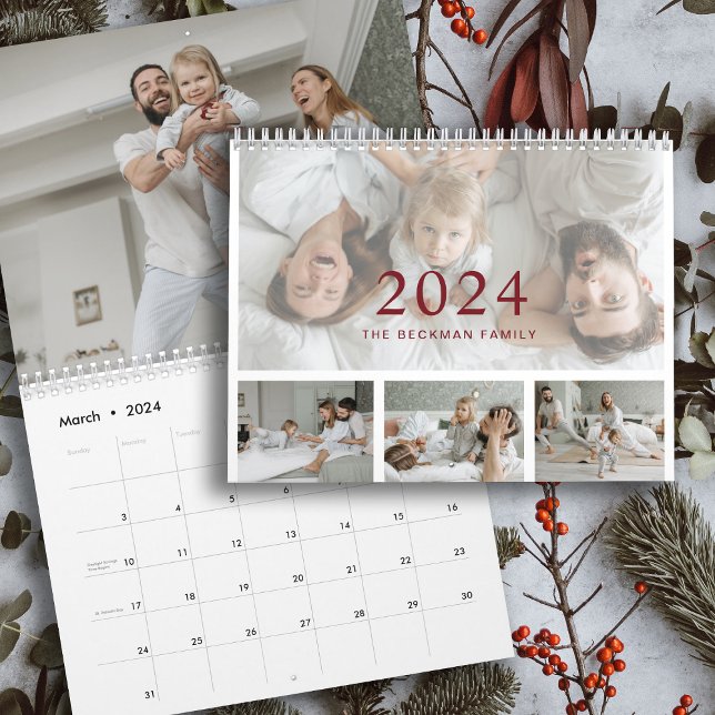 2024 Modern foto Skapar din egen familj Kalender (2024 Modern Photo Create Your Own Family Calendar)