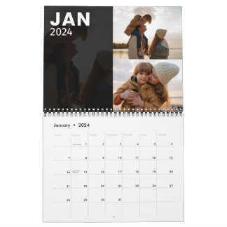 2024 Modern Grått-familjens fotokalender Kalender