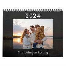 2024 Modern Grått-familjens fotokalender