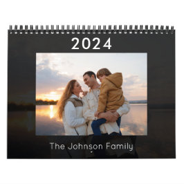 2024 Modern Grått-familjens fotokalender Kalender