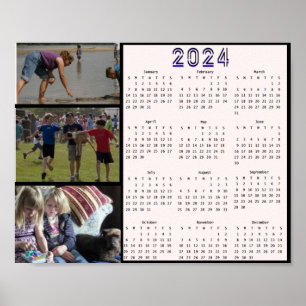 2024 Modern Minimal Familj 3 Foto Kalender Poster