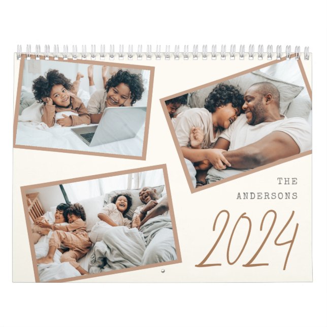 2024 Modern Minimalist Boho-familjens fotokollage Kalender (Omslag)