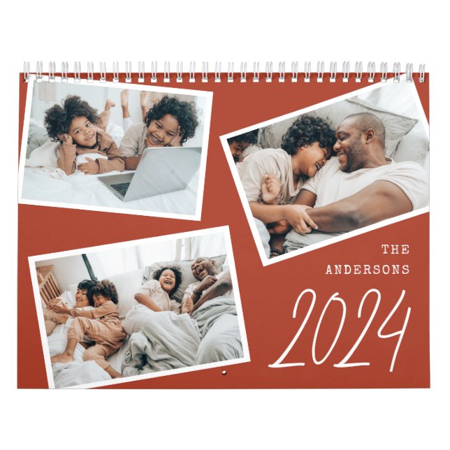 2024 Modern minimalistiskt terracotta Photo Collag Kalender (Omslag)