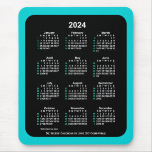 2024 Neon 52 veckor ISO-kalender av Janz Two Tone Musmatta