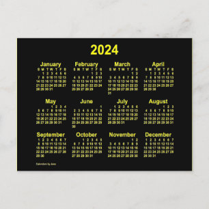 2024 Neon Gul Mini Kalender av Janz Vykort