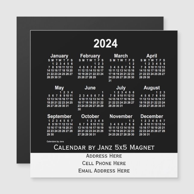 2024 Neon White Affärskalender av Janz (Fram/baksida)