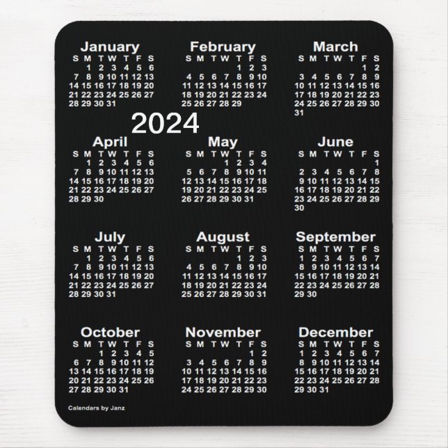 2024 Neon White Large Print Calendar från Janz Musmatta (Framsidan)