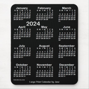 2024 Neon White Large Print Calendar från Janz Musmatta