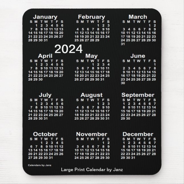 2024 Neon White Large Print Calendar från Janz Musmatta (Framsidan)