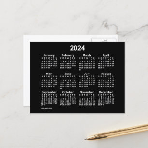 2024 Neon White Mini Kalender av Janz Postcard Vykort